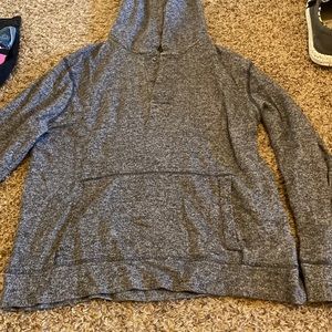 grey button pullover
